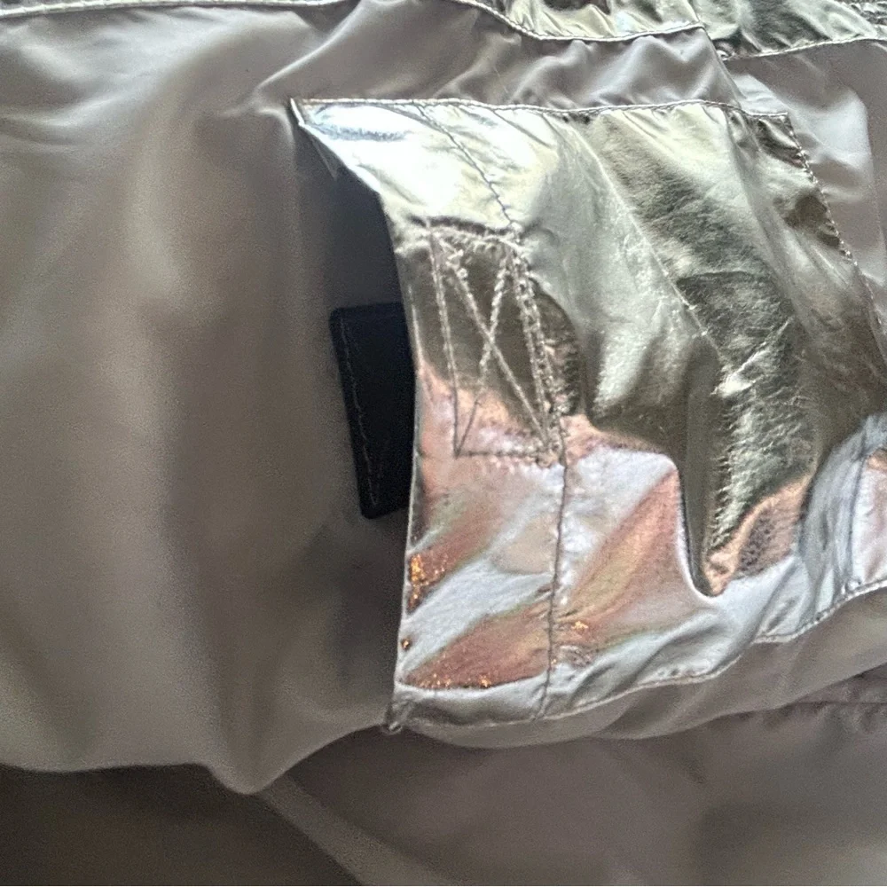NWT Legacy Metallic Silver Puffer Jacket Jordan Craig Edition S Button Up Zip